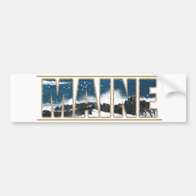 Maine-Bild-Text - Abstürze von Wellen Autoaufkleber (Vorne)