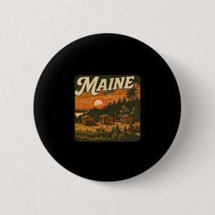 Maine Blockhütte Outdoor-Camping Natur-Enthusiast Button