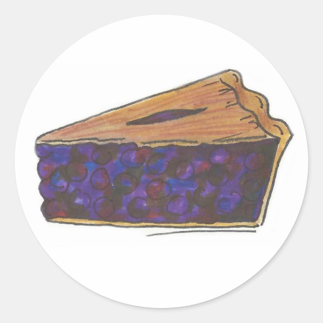 Maine Blueberry Pie Slice Backen Feinschmecker geb Runder Aufkleber (Vorderseite)