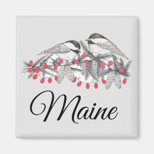 Maine Chickadee Bird Winter Weihnachtsschnee Magnet