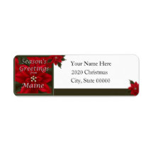 Maine Christmas Poinsettia Rücksendeadresse Label