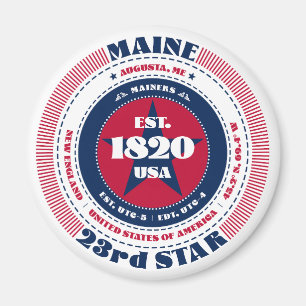 Maine Circle Typografie Souvenir Magnet