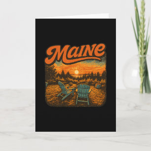 Maine Coast Adirondack Stühle Retro-Sonnenuntergan Karte