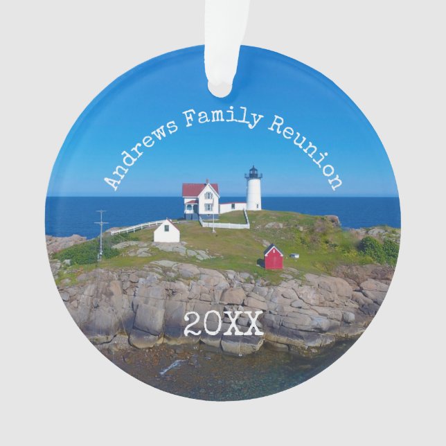 Maine Coastal Family Wiedersehen Foto Nubble Light Ornament (Vorderseite)