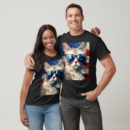 Maine Coon Cat 4. Juli amerikanische Flagge T-Shirt
