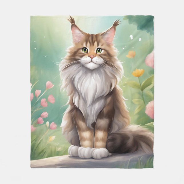 Maine Coon Cat Art Fleecedecke (Vorderseite)