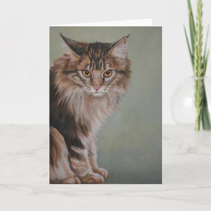 Maine Coon Cat Art Grußkarte Karte