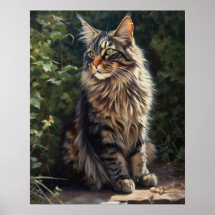 Maine Coon Cat Art Print Poster