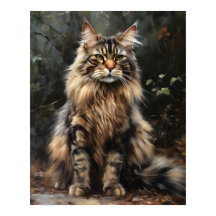 Maine Coon Cat Art Print Poster