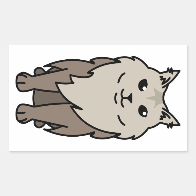 Maine Coon Cat Cartoon Rechteckiger Aufkleber (Vorderseite)