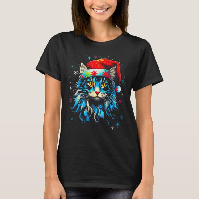 Maine Coon Cat Christmas T-Shirt (Vorderseite)