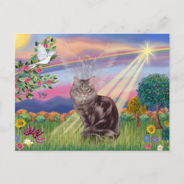 Maine Coon Cat - Cloud Angel Postkarte (Vorderseite)