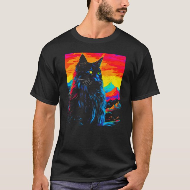 Maine Coon Cat Design T-Shirt (Vorderseite)