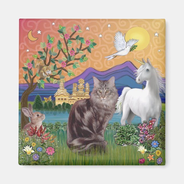 Maine Coon Cat - Fantasy Land Magnet (Vorne)