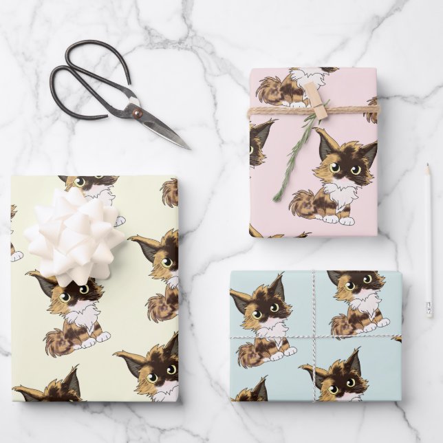 Maine coon cat geschenkpapier set (Vorderseite)