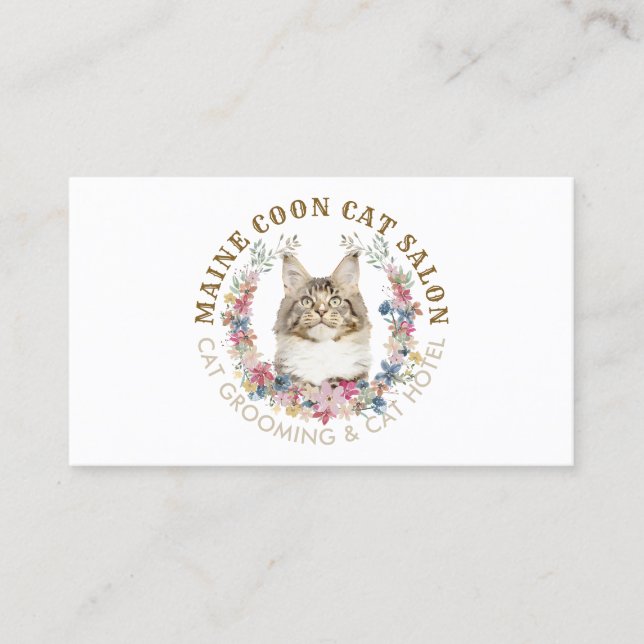 Maine Coon Cat Grooming Salon Pet Wellness-Center Visitenkarte (Vorderseite)