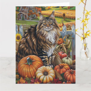 Maine Coon Cat Herbsternte Erntedank Karte