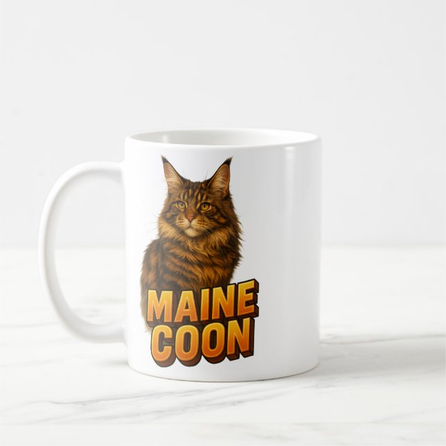 Maine Coon Cat Illustration Kaffeetasse (Links)