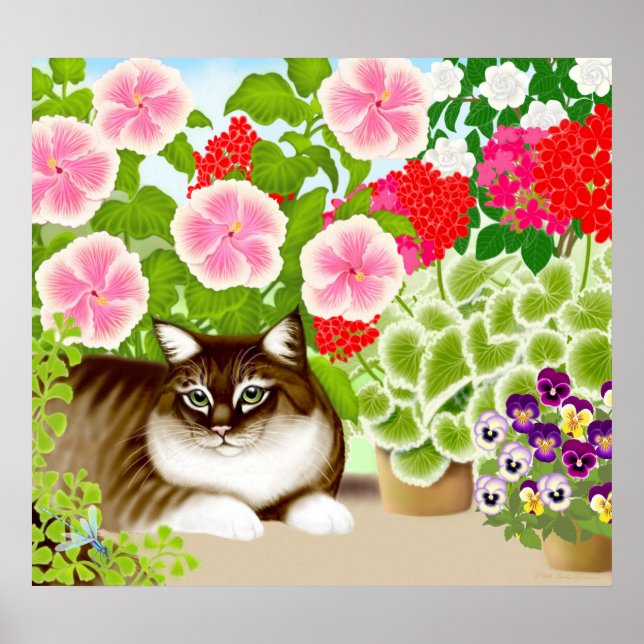 Maine Coon Cat in Garden Jungle Poster (Vorne)