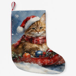 Maine Coon Cat in Sledge Let it Schnee Weihnachten Kleiner Weihnachtsstrumpf