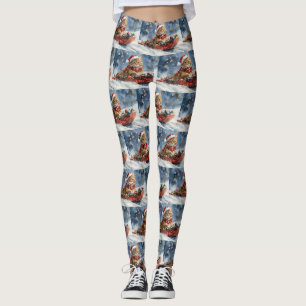 Maine Coon Cat in Sledge Let it Schnee Weihnachten Leggings