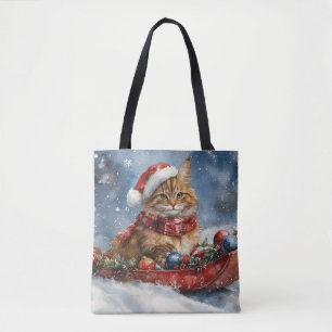 Maine Coon Cat in Sledge Let it Schnee Weihnachten Tasche