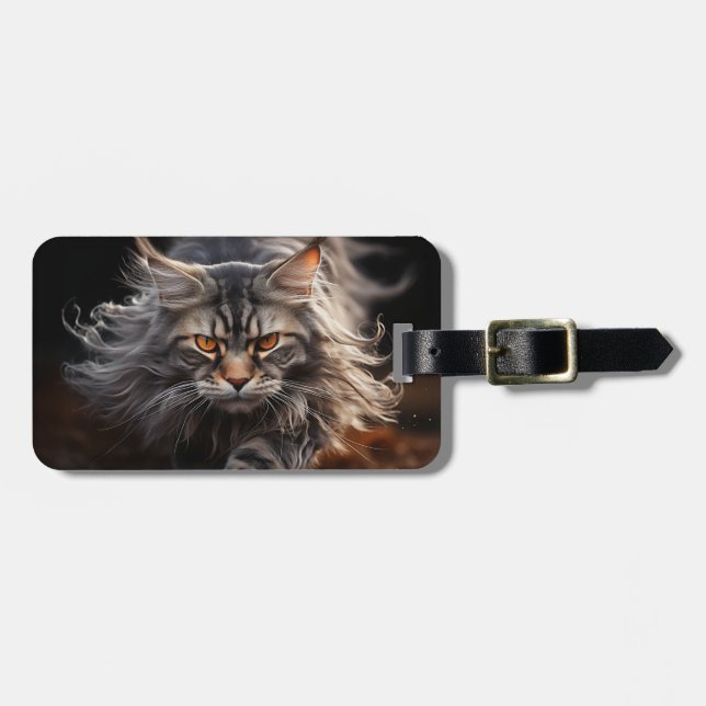 Maine Coon Cat Jagd Gepäckanhänger (Vorderseite horizontal)