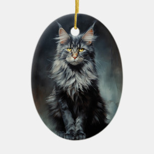 Maine Coon cat Keramik Ornament
