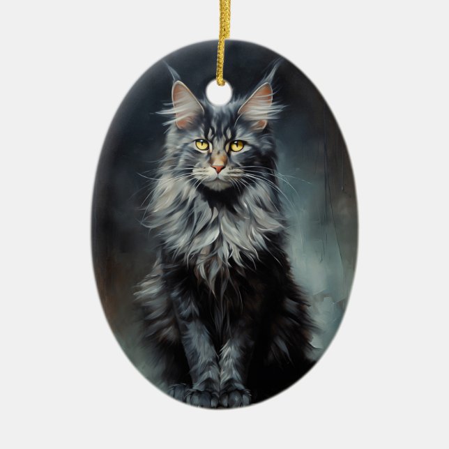 Maine Coon cat Keramik Ornament (Vorne)