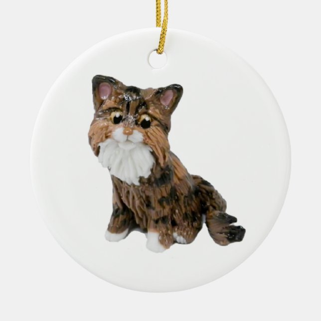 Maine Coon Cat Keramik Ornament (Vorne)