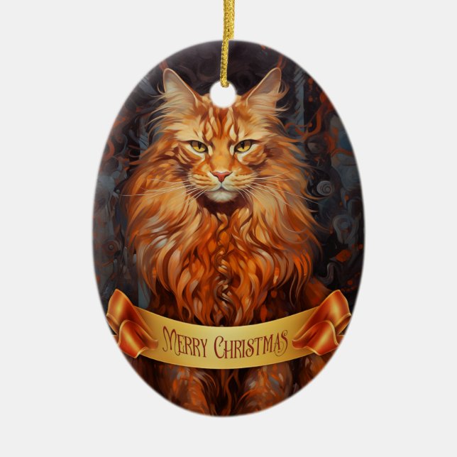 Maine Coon cat Keramik Ornament (Vorne)