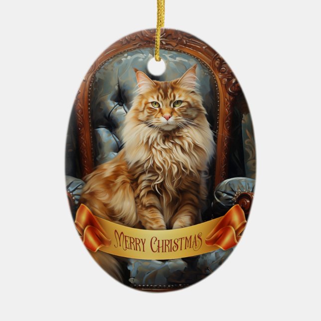 Maine Coon cat Keramik Ornament (Vorne)