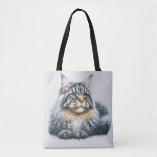 Maine Coon Cat Liebe in Wasserfarbe Tasche