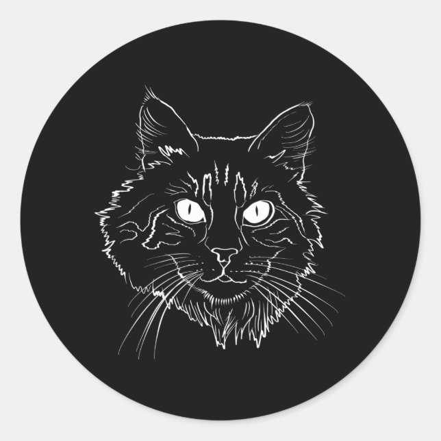 Maine Coon Cat Line Art Runder Aufkleber (Vorderseite)