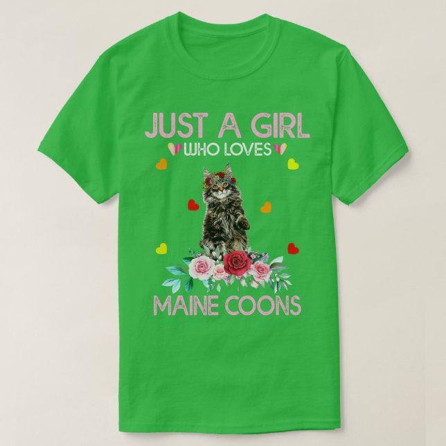 Maine Coon Cat Lover Geschenk Nur ein Mädchen, das T-Shirt (Design vorne)
