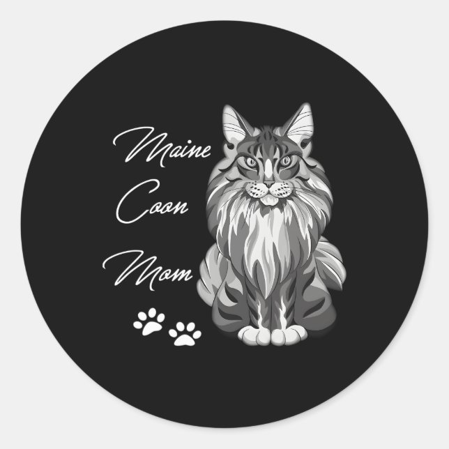 Maine Coon Cat Mama Runder Aufkleber (Vorderseite)