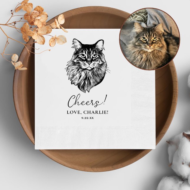 Maine Coon Cat Personalisiert Cheers Serviette (Von Creator hochgeladen)