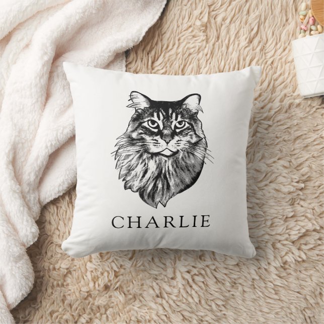 Maine Coon Cat Personalisiert Zeichnend Kissen (Decke)