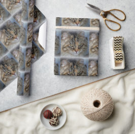 Maine Coon Cat Portrait Wrapping Paper Geschenkpapier