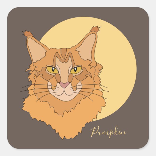 Maine Coon Cat Quadratischer Aufkleber (Vorderseite)