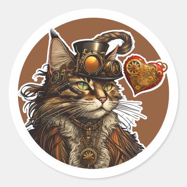 Maine Coon Cat Runder Aufkleber (Vorderseite)