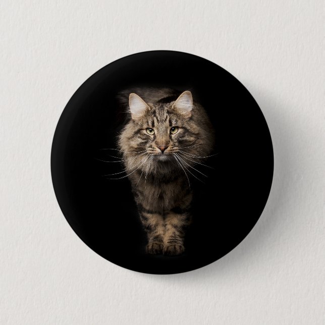 Maine Coon Cat schwarz Button (Vorderseite)