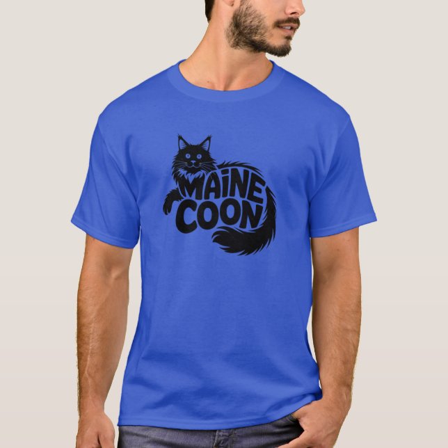 Maine Coon Cat Silhouette T-Shirt (Vorderseite)