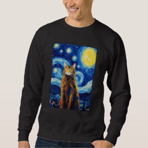 Maine Coon Cat Starry Night Vincent van Gogh Pet Sweatshirt