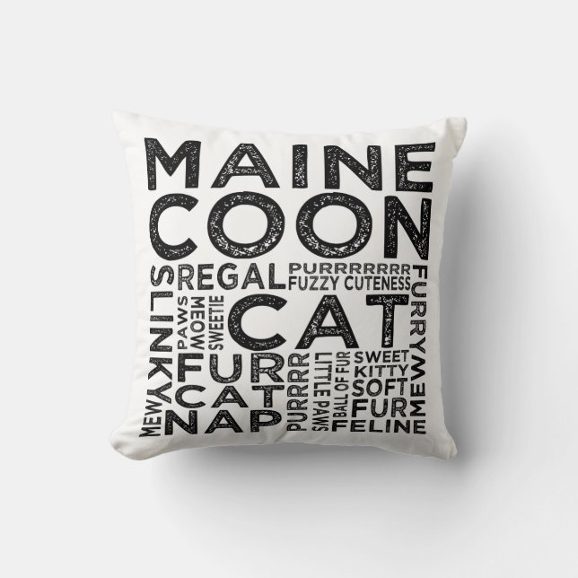 Maine Coon Cat Typography Kissen (Vorderseite)