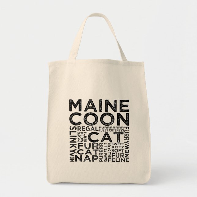 Maine Coon Cat Typography Tragetasche (Vorne)