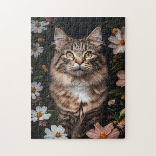 Maine Coon Cat Umgeben von Blume