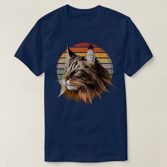 Maine Coon Cat Vintag Retro T-Shirt (Design vorne)
