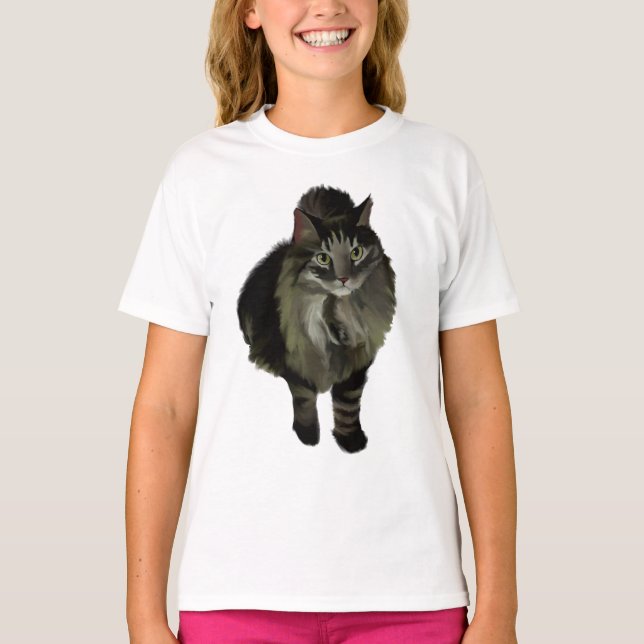 Maine Coon Cat von Girl's Shirt (Vorderseite)