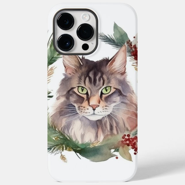 Maine Coon Cat Weihnachtsschreath Festive Kitten Case-Mate iPhone 14 Pro Max Hülle (Rückseite)